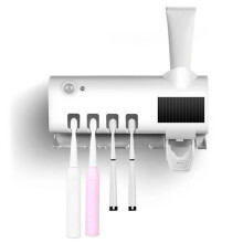 UV Sterilizer Toothbrush Holder Wall Mount Toothpaste Dispenser Storage Box with UV Disinfection for Bathr
