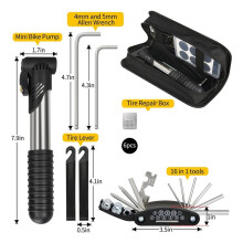 Bike Repair Kit, Bike Bag with Tire Pump, Bike Multitool, Allen Wrenches for Mountain Bike and Road Bike