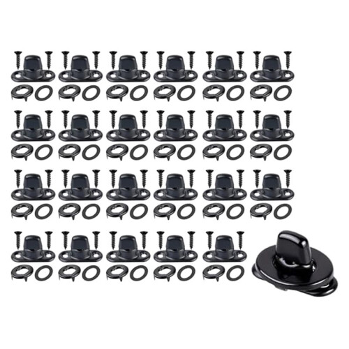 24pcs Marine Grade Twist Lock Fasteners, Rust-Proof Coated Turn Button with Eyelet and Stud Mounting Screws