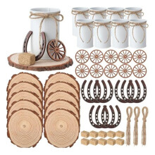 Set di Decorazioni per Feste A Tema Cowboy Fette di Legno Rustico, Ferro di Cavallo, Ruota di Carro, Vaso, Ornamenti per Decorazioni DIY per La Casa.