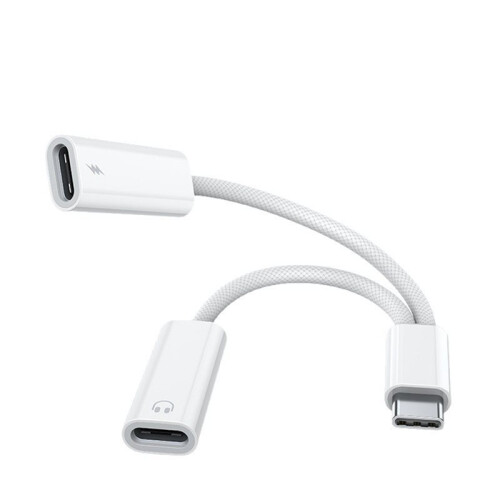 Type C Headphone Adapter Cable 2 in 1 Supporting 60W Fast Charging and HiFi Audio