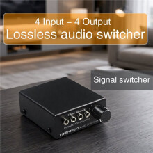 LYNEPAUAIO Commutateur de Sélection de Signal Audio 4 Entrées/4 Sorties, Commutateur de Haut-Parleurs Audio, 4 Ensembles de Sorties Synchrones