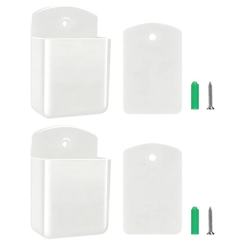 2 PCS Remote Control Holders Wall Mount, Self Adhesive TV Air Conditioner Remote Control Holder, Wall Mount White