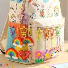 DIY Fuse Beads Keychain Accessories Kit, Star Key Chain, Spring Clasps Open Jump Rings for Handmade Making