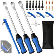 27 Piece Tyre Assembly Tool Set, 30cm Stainless Steel Tyre Spoon, Tyre Changer for Changing Tyres Motorcycles, Bikes
