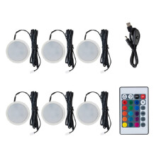 Dimmable RGB Under Cabinet Light DC5V 2W with 24Key Remote USB Powered Ceiling Lighting for Kitchen Wardrobe Bar