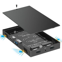 M.2 NVMe Dual-Bay SSD Docking Station PCIE SSD Enclosure 10Gbps USB 3.2 Gen2 SSD Box Hard Drive Case 4IN1 Type C HUB