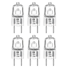 6pcs G8 120V 20W/35W Halogen Light Bulb for Microwave Oven 2 Pin Night Light/Stove Light Bulb Replaces WB25X10019 35W