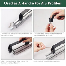 4040 Aluminum Handle, 180 mm Hole Spacing, Suitable for 40 Series European Standard Aluminum Alloy Profiles.