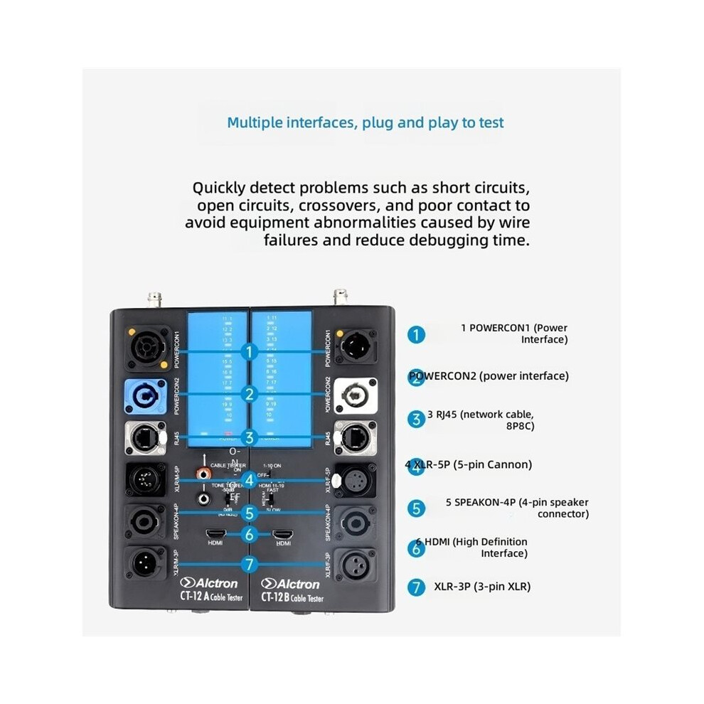 Separated Design Alctron CT-12 Intelligent Cable Tester with Multi Functional ...