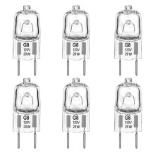 6 St G8 120V 20W Halogenlampa för Mikrovågsugn 2-Stifts Nattlampa/Spislampa Ersätter WB25X10019 20W