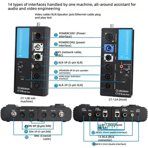 Alctron CT-12 Intelligent Cable Tester with Multi Functional Compatibility and Separated Dual Machine Detection Design 1