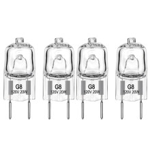 4 St G8 120V 20W Halogenlampor för Mikrovågsugn 2-Stifts Nattlampa/Spislampa Ersätter WB25X10019 20W