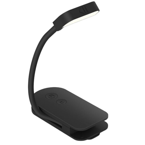 LED Clip- Reading Light - Adjustable, Portable & USB Rechargeable Book Light for Night Reading, Study, Bedside Black