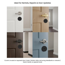 3 Pcs Door Hole Cover Plate Filler Plate Deadbolt Cover Plate 2-5/8" Diameter 1 Inch and 2 Inch Connecting Screws Black