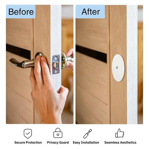 Conjunto 2 Placas Cobertura para Orifício Porta 2-5/8 Polegadas, Compatíveis com Orifícios Porta Padrão 2-5/8 Polegadas, Cobrem A Abertura Não