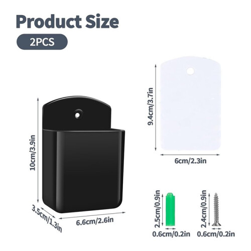2 Supporti per Telecomando da Parete, Supporto Autoadesivo per Telecomando TV e Condizionatore, Colore Nero. 2