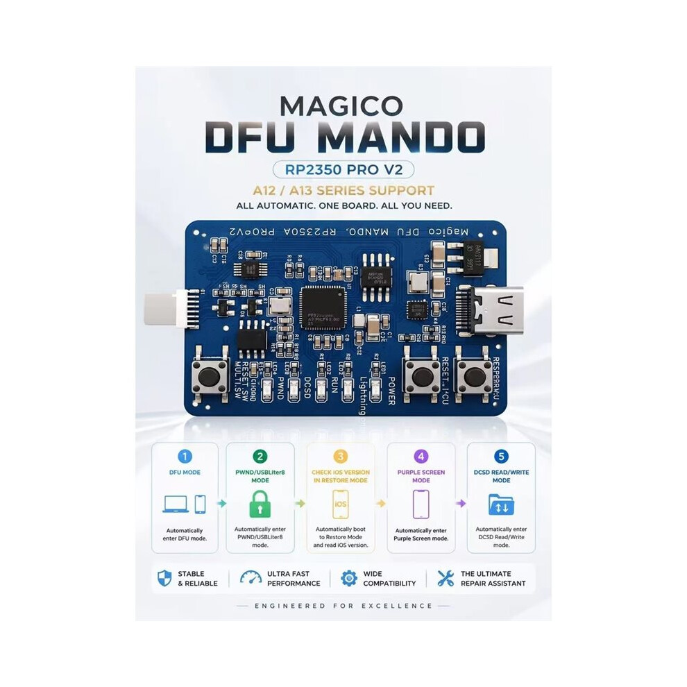 Ios Developer Hair RP2350A DFU Engneering Board Automatic DFU Entry Pwned Tool for IOS A12 ...