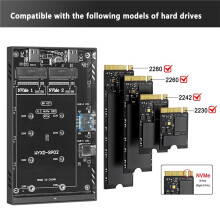 M.2 NVMe Dual-Bay SSD Docking Station PCIE SSD Enclosure 10Gbps USB 3.2 Gen2 SSD Box Hard Drive Case 4IN1 Type C HUB