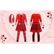 Rotes Halloween-Kostüm für Mädchen, Roter Jumpsuit mit Perücke, Kinderkostüm für Halloween-Partys, Cosplay, 5-12 Jahre, Größe M