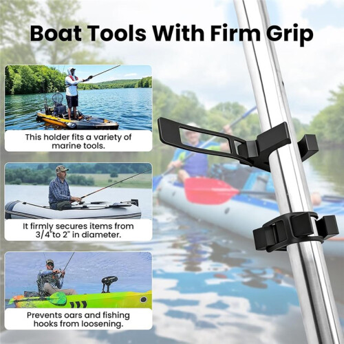 6 Pack Boat Hook Holder with Quick Release Strap, Marine Oar Mount Clips, Replacement for Spring Clips