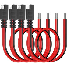 SAE Connector, 4-Pack SAE Single Plug Pigtail Extension Cable, 14AWG Pre-Stripped Bare Ends for Easy Wiring