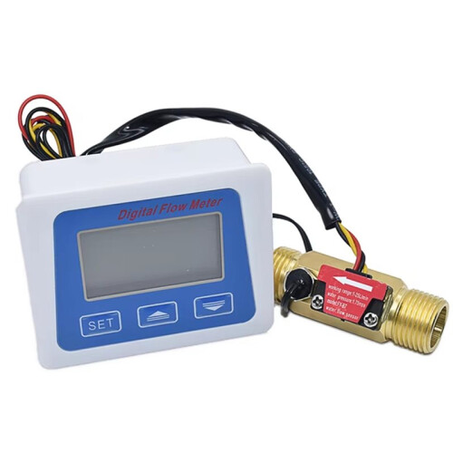 Digital LCD Display Water Flow Sensor Meter Flowmeter Totameter Temperature  Record with G1/2 Flow Sensor 1