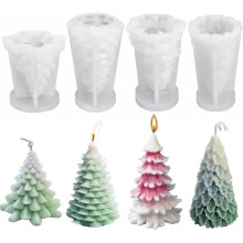 4PCS Christmas Tree Silicone Molds for DIY Candle Making 3D Christmas Tree Shape Candle Molds, Holiday Crafts