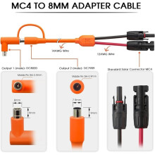 Cable Adaptador de Panel Solar A CC de 8 mm, 3 Metros (10 Pies), Conector Solar A Cable de Extensión con Enchufe Macho DC7909/8020, Cable de Cobre
