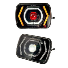 7-Zoll-LED-Quadratscheinwerfer, Auto-Frontscheinwerfer, Zweifarbenscheinwerfer für