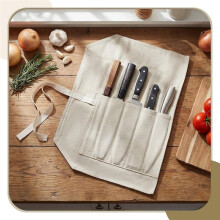 Estuche Enrollable de Lona para Cuchillos de Chef Japoneses con 5 Ranuras, Estuche de Almacenamiento de Cuchillos Portátil y Reforzado