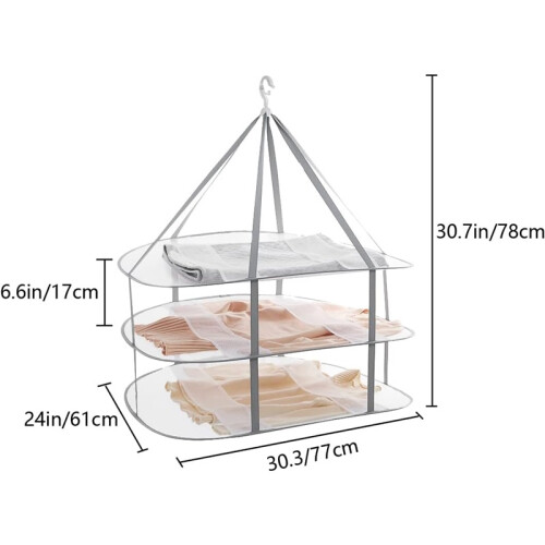 Folding Sweater Drying Rack – 3-Tier Mesh Lay-Flat Clothes Hanger 1
