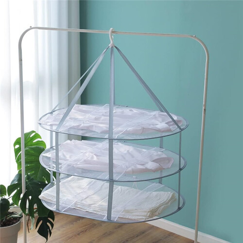 Folding Sweater Drying Rack – 3-Tier Mesh Lay-Flat Clothes Hanger 2