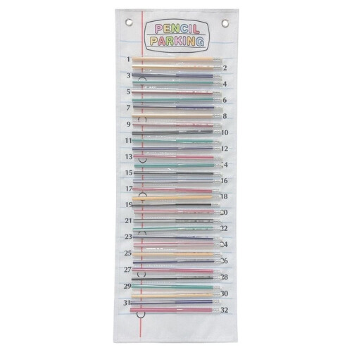 32-Pocket Pencil Organizer Holder - Wall Mountable Classroom Chart for Efficient Desk & Supply Management