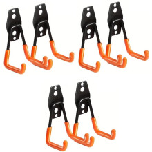 6 Pcs Heavy-Duty Wall Hooks, Suitable for Garage and Garden Storage, Strong Grip, Space-Saving, for Bicycles, Ladders