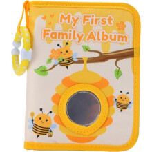 Baby Cloth Book Photo Album Toy - Interactive Crinkle & Mirror Book for Sensory Development, Grasping Practice