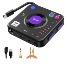 Synido Live Dock A20 Pro Portable USB-C Audio Interface for Guitar & DJ Recording 24bit/96kHz, 100dB SNR, Real- LED Signal