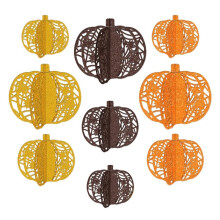9 Stuks 3D Papieren Pompoen Centerpieces met Uitgehold Spinnenweb, Tafeldecoratie voor Halloween, Thanksgiving, Herfstfeesten en Huisdecoratie
