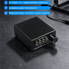 LYNEPAUAIO 4-in-4-Out Audio Signal Selection Switcher Audio Speaker Switcher 4 Sets of Synchronous Output