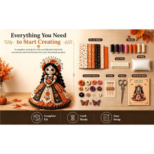 Halloween Patchwork Doll DIY Adult Sewing Kit: Create A Beautiful Rag Doll with This Complete DIY Sewing Kit Decoration