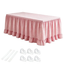 1pc Gingham Table Skirt, Easy Long Strip Table Skirt with Clear Printed Fabric, Rustic Decor for Farmhouse Party