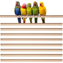 Natural Wood Bird Perches 8 Pack, 15 Inch Double Slot Replacement Rods, 0.6 Inch Diameter for Bird Cage Stand