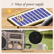 Portable Radio Vintage Solar Charging FM AM SW Radios Rechargeable Speaker TF Card USB Slot Full Band Radio