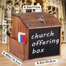 Lockable Wooden Suggestion Box Ballot Box with Chalkboard for Office, School, and Church