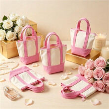 Canvas Tote Bags Bulk, Reusable Small Tote Bag with Top Zipper, DIY Party Favor