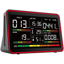 12 in 1 Air Quality Monitor Indoor 7" Wildfire Air Quality Tester for PM2.5 ,CO2, TVOC, Air Meter for Home