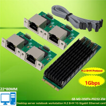 Tarjeta de Red M.2 B+M Key PCIe 1G 4 Puertos RJ45 Tarjeta de Red I350T4 Adquisición de Visión Servidor de Puerto Serie RS232 para Escritorio