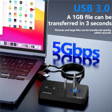 BLUEENDLESS Multiport 8-Poorts USB 3.0-Hub, Multiport USB-C-Dockingstationadapter voor Pc, Laptop en Desktop, Inclusief 1,0 M Kabel