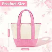 Canvas Tote Bags Bulk, Reusable Small Tote Bag with Top Zipper, DIY Party Favor