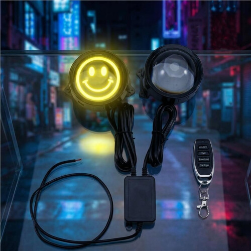 Universal 3 Inch LED Lens Devil'S Eyes Dynamic 33Mode Remote Controller 12V Car Headlight Cool Lamp LED Ambient Light A